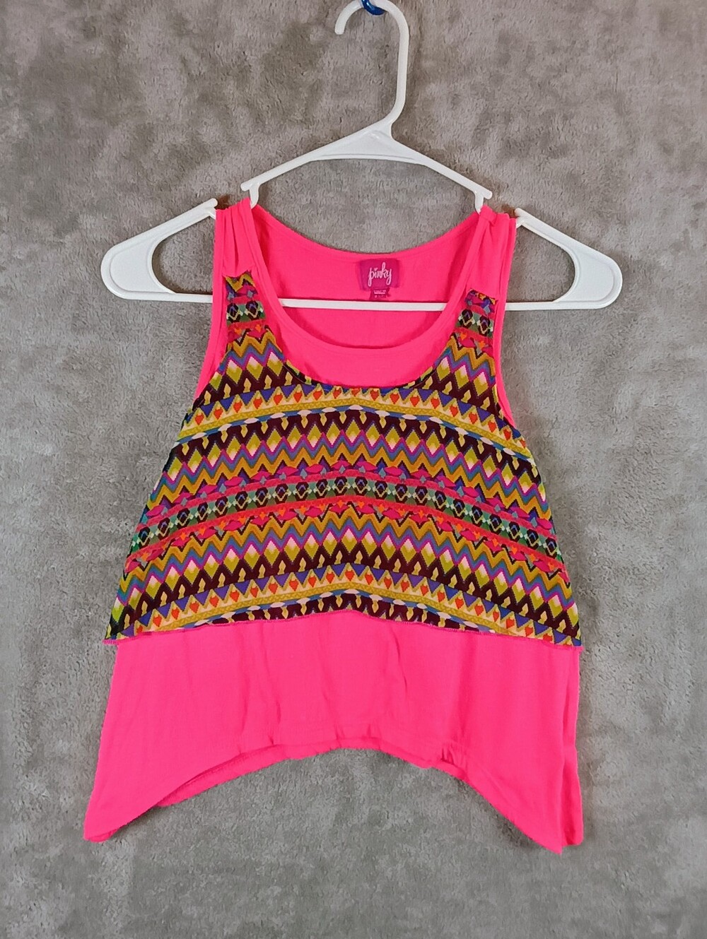 Pinky Girls Multicolor Chevron Tank Top In Pink Size 7/8